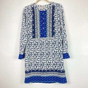 Ann Taylor LOFT Paisley Shift Dress Half-Button Up